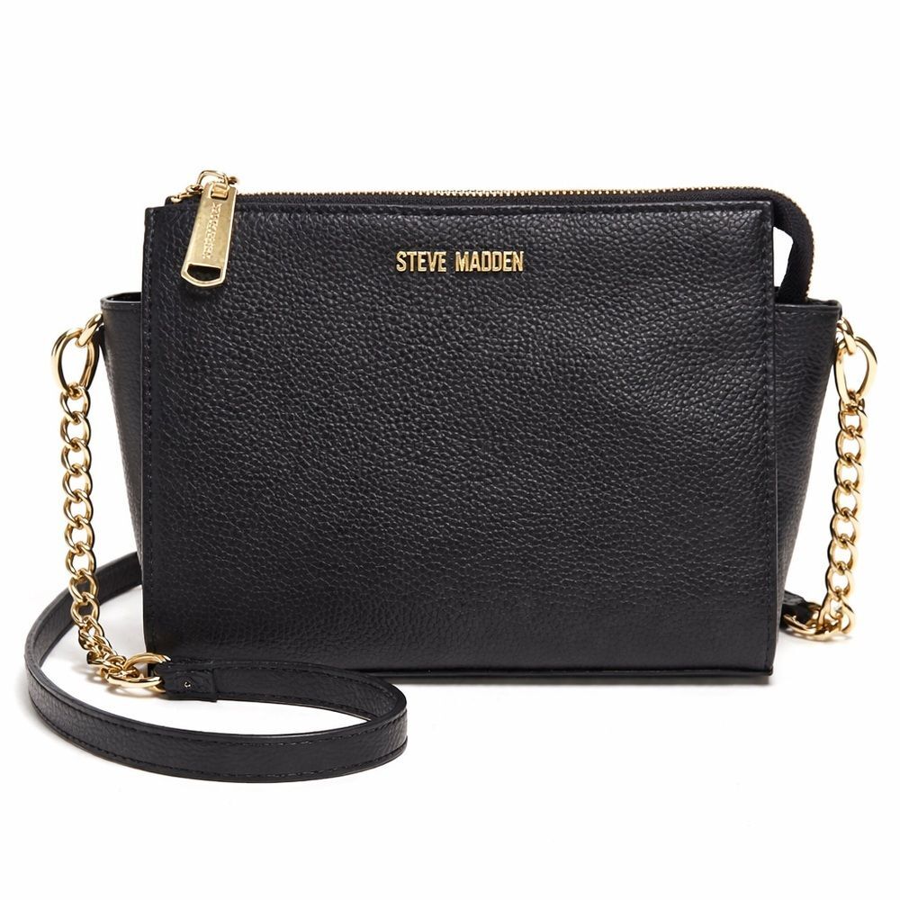 Steve Madden Black Crossbody‎ Purse Gold Chain Strap